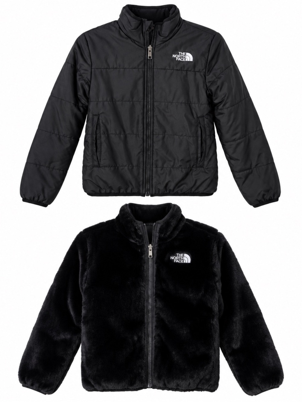 The North Face Girls Reversible Black Fleece Jacket Size kids 12